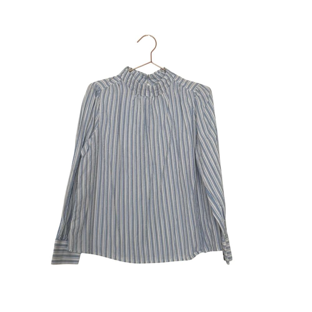 LOFT Blue and White Striped high neck Top large petite